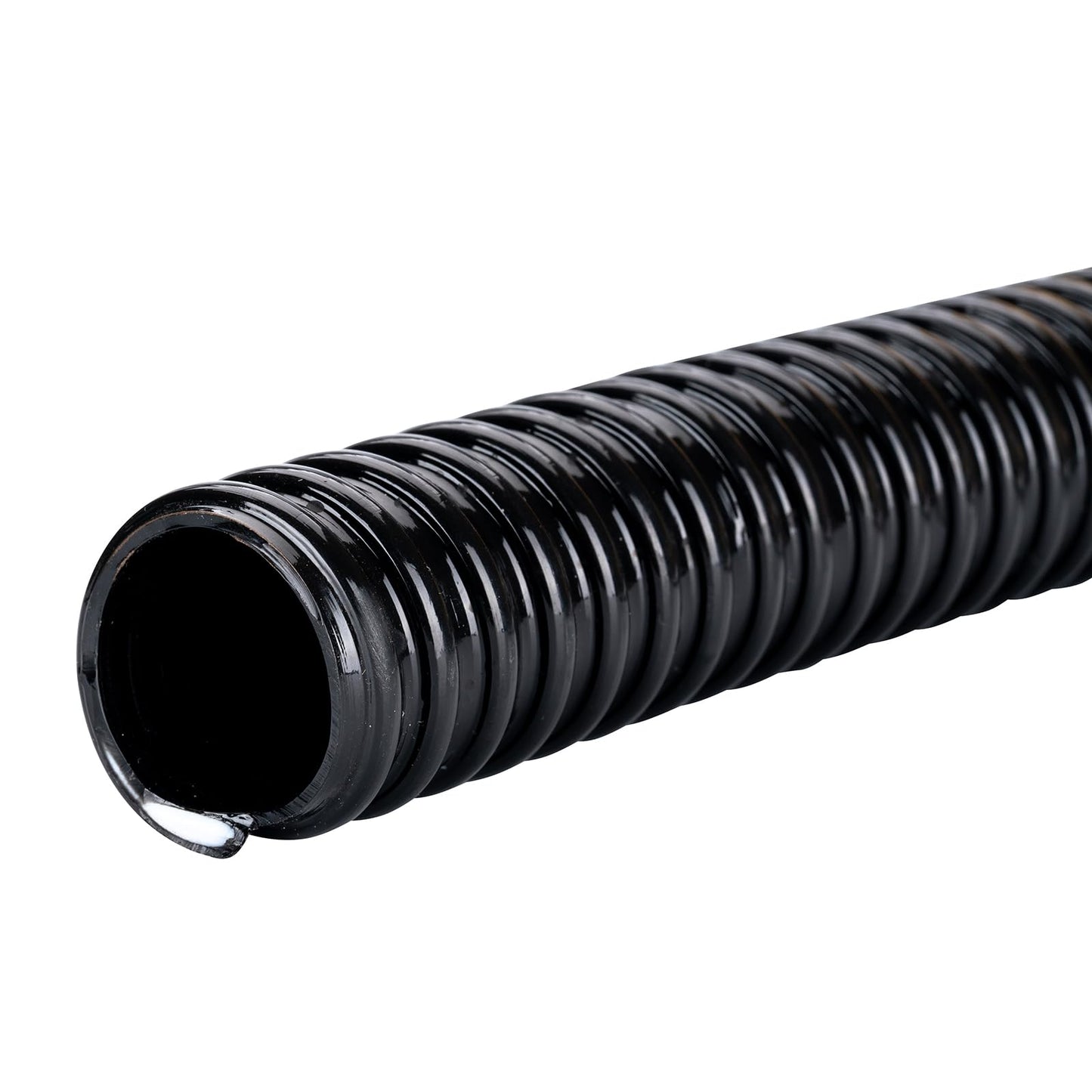 Pond Hose ID 1/2” × 25ft Black Corrugated Flexible Reinforced PVC Hose Vinyl Tubing for Pond Pump Fountain Garden Waterfall, Non-toxic & Kinkproof, with 2 clamps