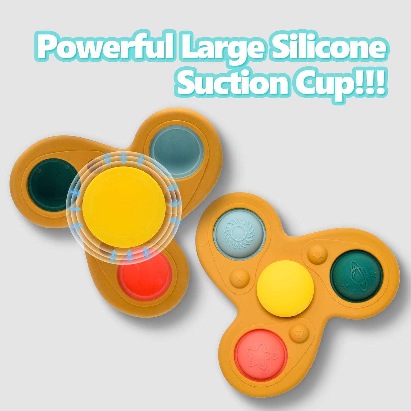Silicone Suction Cup Spinner Toy for Babies&Toddlers – Food-Grade Safe & Fun Sensory Toy for Teething & Play – Perfect Baby Bath, High Chair & Travel Toy, Ideal Baby Gift for 1-3 (Planet Style)