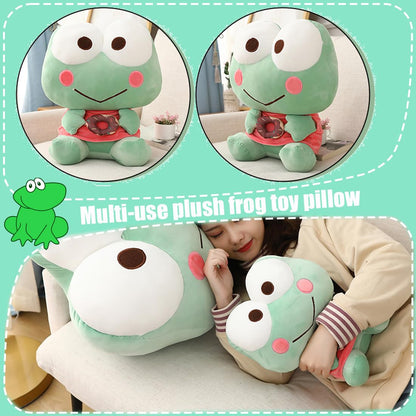 ELAINREN Cuddly Stuffed Frog with Donut,Ultra-Soft Green Froggy Plush Toy Kawaii Fernando Frog Plushie Doll Gifts/13.8''