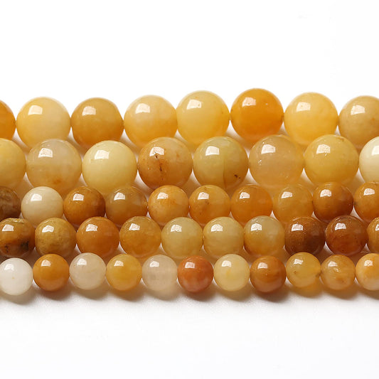 90PCS 8mm 45pcs Natural Yellow Aventurine Jade Beads Round Loose Beads Energy Crystal Healing Power Gemstone for Jewelry Making DIY Bracelet 32" 2 Strands