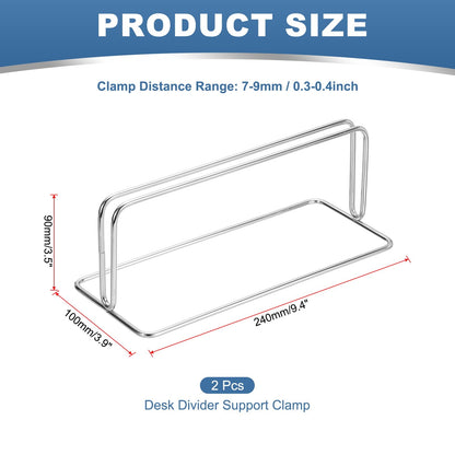 PATIKIL Baffle Desk Divider Clamp, 2 Pcs Punch-Free Base Desk Shield Clamp Desk Divider Partition Clamp Privacy Panel Bracket Holder for DEST Partition Support Office, Silver