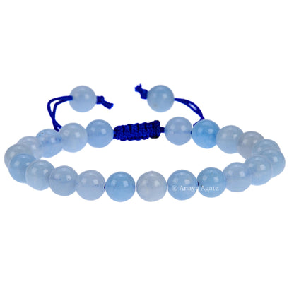 ANAYA AGATE Aquamarine Bracelet - Energy Protection Crystal Handmade Adjustable Bead Bracelet Perfect for Men, Women Christmas Gift - Gemstone Healing Stretch Bracelets Pulsera Para Hombre Mujer Stocking Stuffer