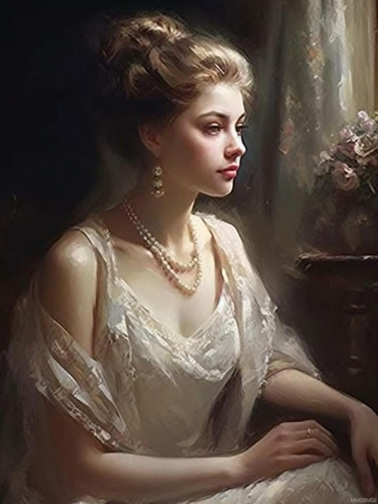 HMDIIMGE Vintage Women Victorian Lady 5D Adult Diamond Art, DIY Diamond Art Painting Kits for Home Decor Canvas 12x16 inch