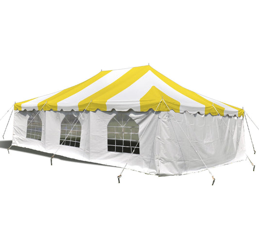 Party Tents Direct 20'x 30' Weekender Canopy Pole Tent with Sidewalls - Easy Up Canopy Tent with 120 Person Capacity - Outdoor Canopies for Parties, Weddings, and Events (Yellow/White)