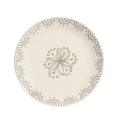 Sango 12-Piece Speckled Stoneware Dinnerware Set for 4- Glossy Plates and Bowls Set with Hand-Painted Floral Pattern, Rustic Ceramic Dish Set, Elegant Dishes for Everyday Dining, Siterra Glazed Garden