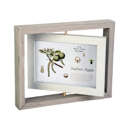 JOSON Rotating Photo Frame, Antique Rotating DIY Desktop Floating Photo Frame (4x6) (grey)
