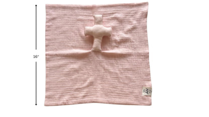 Cross Lovey, Cross Security Blanket, Christian Baby Gift, Baptism Gift, Easter Gift, Newborn Baby Gift, Blessing Blanket (Dusty Pink)