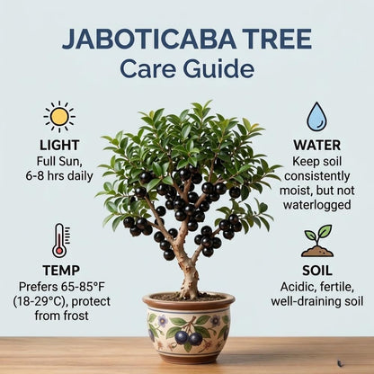 Jaboticaba Live Plant, Black Jabuticaba Tree Plant, Live Brazilian Grapetree 2-3 Feet in 3 Gallon Pot, No Shipping to CA