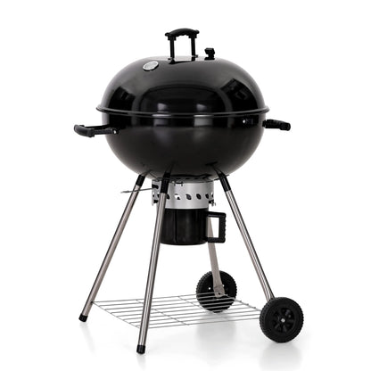 MFSTUDIO 22" Kettle Charcoal Grill, Portable Porcelain-Enameled BBQ Grill with Slide Out Ash Catcher for Outdoor Barbecue Cooking, Black