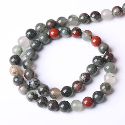 90PCS 8mm Natural African Bloodstone Beads Round Loose Gemstone Energy Healing Power Stone Beads for Jewelry Making DIY Bracelet 32" 2 Strands