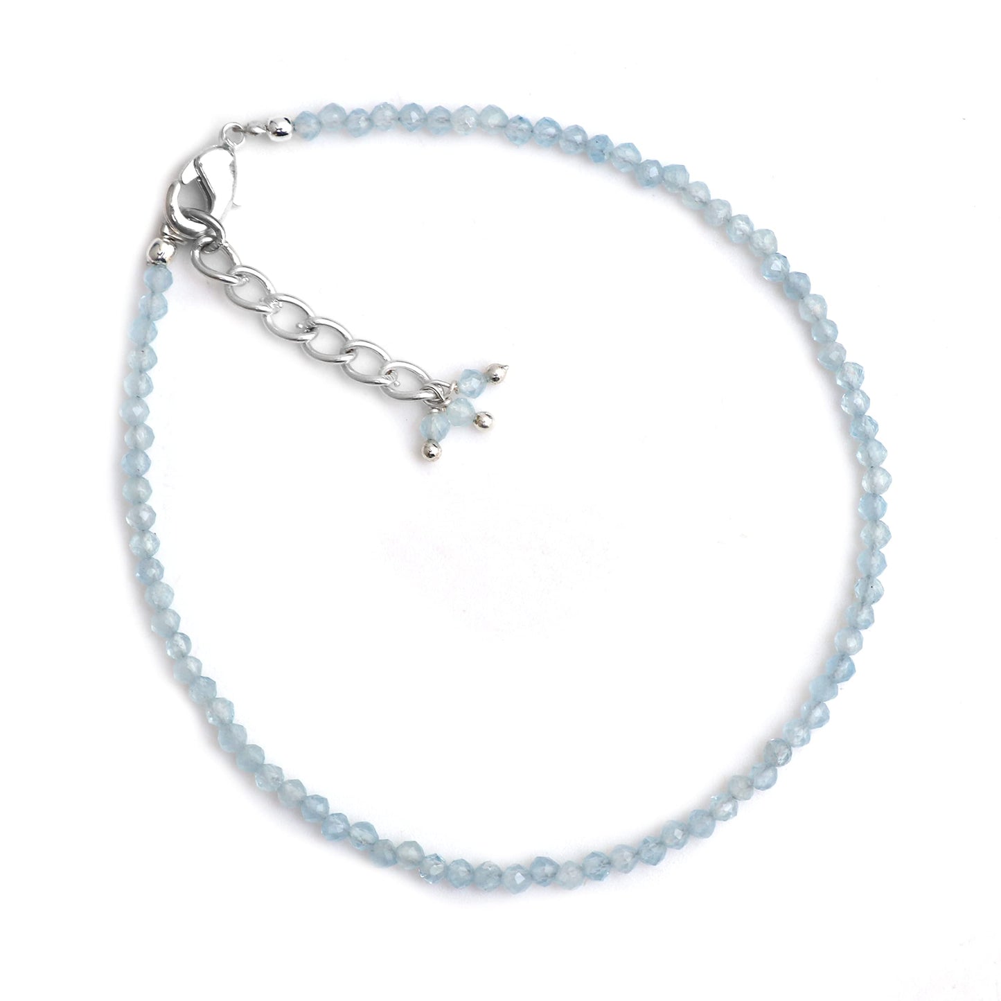 Gempires Aquamarine Bracelet for Women | Dainty Handmade Gemstone Beads 2.5 mm | Minimalist Stacking Bracelet | Lightweight Everyday Jewelry | March Birthstone Gift