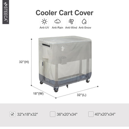 STEECA Waterproof Cooler Cart Cover Fits 65-80 Quart Patio Party Ice Chest Rolling Cooler, 32L x 18W x 32H inch