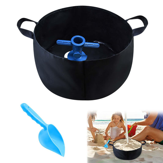 Beach Sunshade Umbrella Weight Sand Bags Parasol Base with Sand Anchor, Outdoor Beach Umbrella Base Stand Kit Portable Sand Umbrella Holder with Shovel Fits Most Beach Umbrellas Ideal for Strong Winds