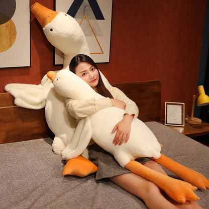 Srutirbo Giant White Goose Plush-75 in Soft Furry Swan Stuffed Animal Pillow,Huge Goose Plush Hugging Pillow Gifts for Every Age (75in)