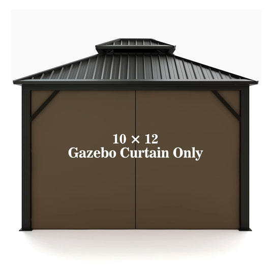 Gazebo Universal Replacement Privacy Curtain – Hugline 10' x 12' Gazebo Side Wall Outdoor Privacy Panel with Zipper (Brown)