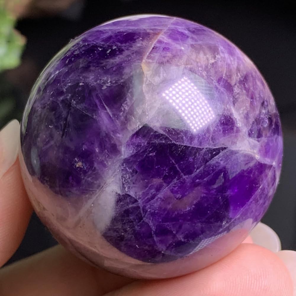 6-7CM/2.36-2.76inch Natural Crystal Ball Amethyst Sphere Hand Polished Decorative Sphere Healing Crystals Ball Healing Stone Crafts Fengshui Home Decoration Collect Gifts(Amethyst, 60-70mm)