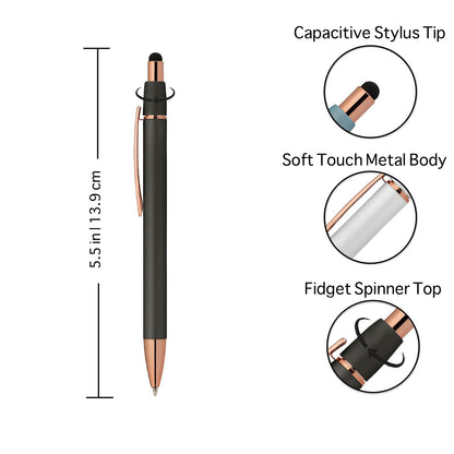 ExpressDesigns Fidget Pen for Adults - 2 Pack Stress Relief Pens with Gift Box - ADHD Anxiety - Metal with Rubber Grip - Focus for Office, Work (White-White)