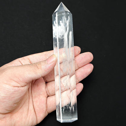 Natural Stone and Crystals Point Wand Reiki Healing Stone Rose Quartz Amethyst Home Decor Mineral Stones Crafts (5.9inch Wand White Smelting Stone)