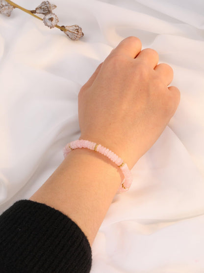 Top Plaza Rose Quartz Crystal Bracelets for Women Natural Semi-Precious Gemstone Beaded Stretch Bracelet Spiritual Jewelry Gifts for Mom