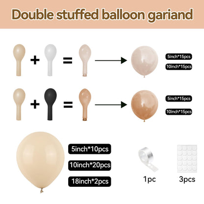Netural Balloon Garland Arch Kit, Double Stuffed Beige Cream Tan Balloons Garland Blush White Sand Boho Balloon for Netural Baby Shower Gender Reveal Bridal Birthday Wedding Party Decorations