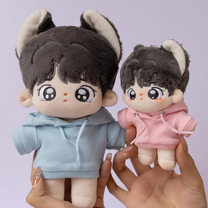 niannyyhouse 20cm Plush Doll Clothes Elastic Solid Sportswear Suits Hoodie Pants Soft Stuffed Plush Toy Dress Up Accessories (Black, 20cm)
