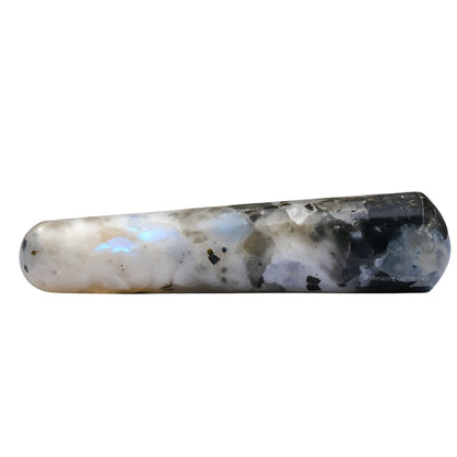 Amazing Gemstone Rainbow Moonstone Crystal Wand Massage Stick - Pelvic Wand Gua Sha for Adults - Crystals and Healing Stones Massage Wands for Adults Gifts (Smooth)