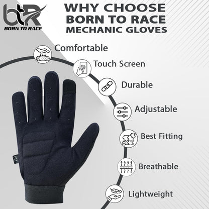 BTR BORN TO RACE Mechanic Work Gloves Havy Duty Touchscreen Safety Welding Power Tools Construction Work Gloves (XL)