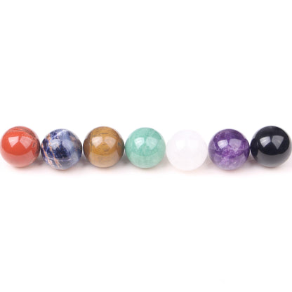IYARIH 30mm sphere7pcs 1.2inch Sphere Natural 7 Chakra Set - Seven Chakra Set -Natural30mm Mini Crystal Sphere - Seven Chakra Gemstone(7pcs)