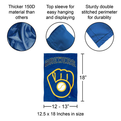 Milwaukee Brewers Retro Throwback Glove Double Sided Garden Flag