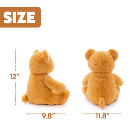 WEIGEDU Fluffy Teddy Bear Stuffed Animals Plush Toys with Lattice Tie for Kids Babies Birthday Bedtime, 12 inches