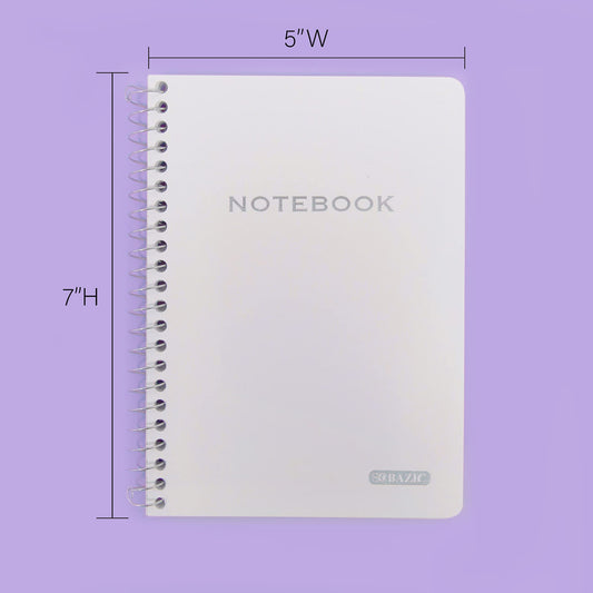 BAZIC PRODUCTS Spiral Notebook, Composition Book, 5" x 7" Poly Cover Spiral Notebook, College Ruled 100 Sheet Notebook for School, Office, & Home Use, Assorted Color, 6-Pack