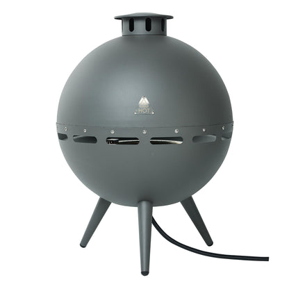 24-Inch Chimenea Outdoor Gas Fireplace, 55,000 BTU Propane Fire Pit with Lava Rocks and Rain Cover, Hemispherical 3-Legged Firepit, Gray