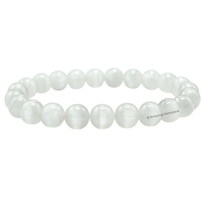 Amazing Gemstone Crystal Bracelet for Women Men's Gifts - Protection Healing Crystal Bracelet - 8mm Gemstone Beaded Stretchable Bracelet Pulseras Para Hombres Mujer Stocking Stuffers Mothers Day Gift (Selenite)