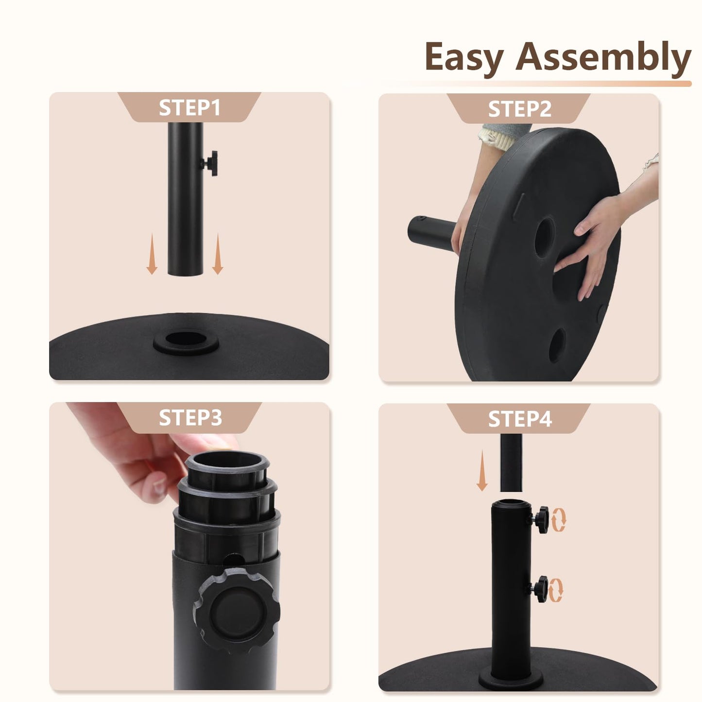 C-Hopetree 44 lb Patio Umbrella Base, Heavy Duty Stand for Outdoor Patio Market Table Umbrella, Black