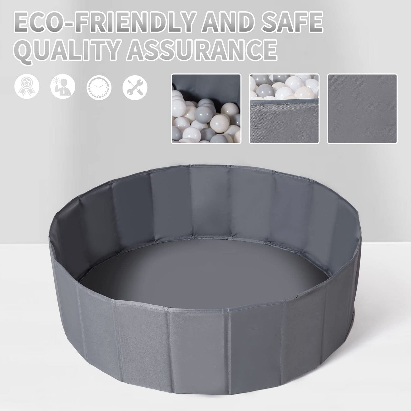 Ball Pit for Toddlers Babies Dogs Cats Iinfant Children, Foldable Ball Pits Play Tent, Crawl Playpen Ball Pool with Storage Bag, Surprise for Boys Girls Festival (Balls Not Included), Gray