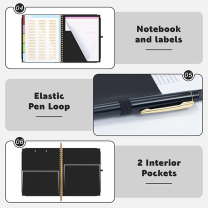 EYROZILL Clipboard with Storage, Clipboards for Letter Size, Clip Board with 5 Folders and 10 Pockets, Spiral Cute Clipboard for Office School Nursing, 8.5'' x 11'' (Black, Letter Size)