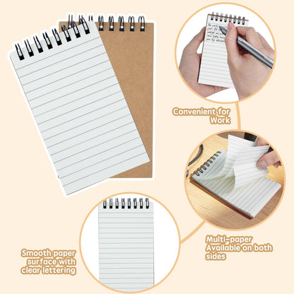 wavamawa Pocket Notebooks Set of 12, Small 3x5 Spiral Notepads, Office Style Mini Notebook, Small Notepad Pocket Size, Memo Pads for Home, College, Work or School - Lined College Ruled Paper