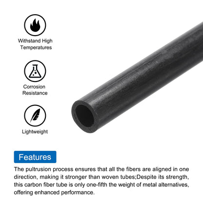 uxcell 4Pcs Carbon Fiber Tube 4 x 6 x 500mm Pultruded Carbon Fiber Tubing for RC Airplane Kite Wing Tube Quadcopter Arm