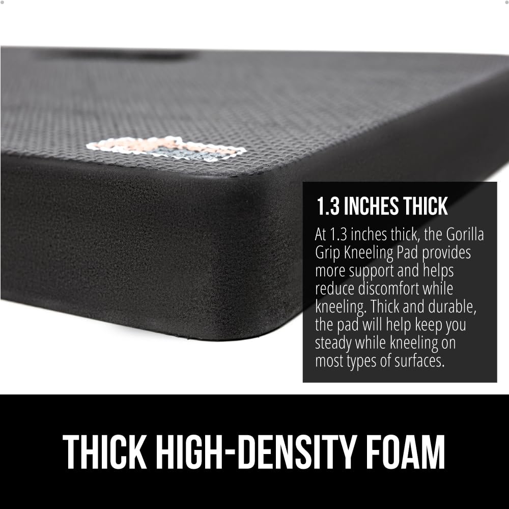 GORILLA GRIP Extra Thick Patent Pending Supportive Foam Kneeling Pad, Large Cushion Knee Pads for Gardening, Baby Bath Time, Dirt and Water Resistant, Workout and Garden Supplies, 17.5x11, Black