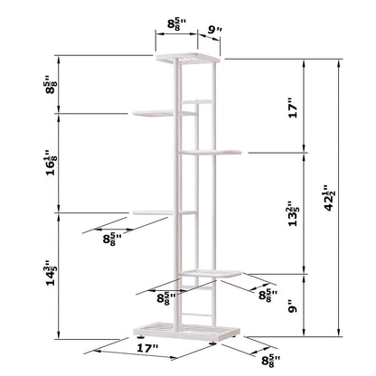 MTB Garden 6 Tier Metal Plant Stand for Indoor Outdoor Flower Pot Display Planter Shelf, White