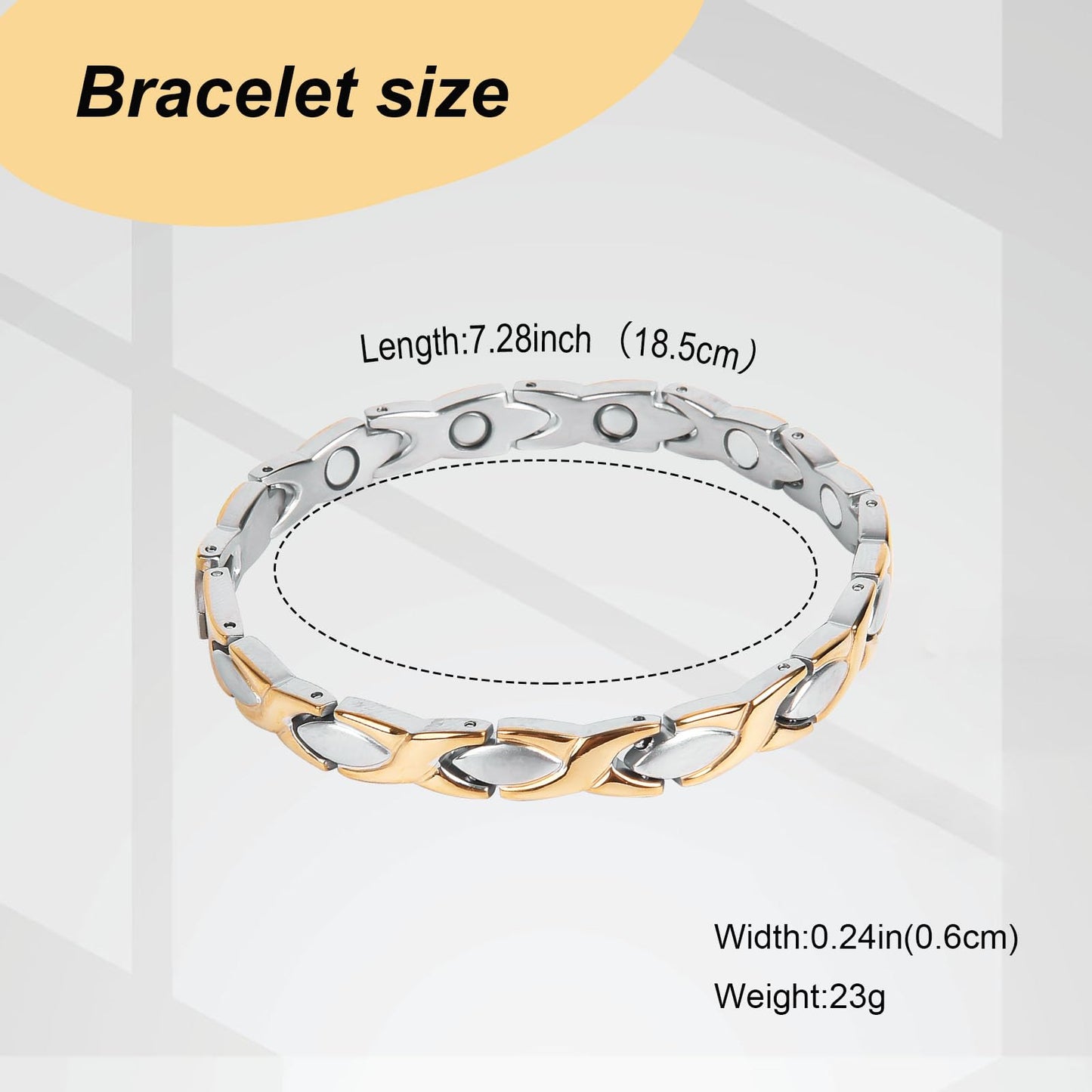 UtenoTureH Magnetic Bracelet for Women for Arthritis, Stainless Steel Bracelets with 3500 Gauss Magnet, Jewelry with Adjustable Tools (B(Silver to Gold))
