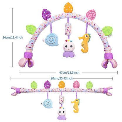 Caterbee Travel Arch Bassinet Toys for Baby Hanging on Stroller, Crib & Pram. Activity Toy bar for Baby Bouncer(Purle)