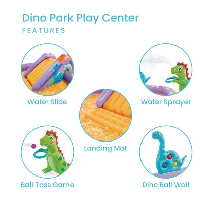 INTEX Dino Park Inflatable Kiddie Pool: Inflatable Kids Pool with Water Sprayer and Slide – Splash Pad – 79" x 62" x 27" – Ages 3+