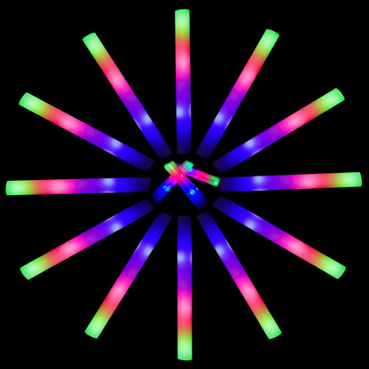 ColorHome Glow Sticks Bulk 150 Pcs - Light up Foam Sticks with 3 Modes Colorful Flashing Effect, Led Lights Glow in The Dark Party Supplies for Wedding Concert Raves Halloween Christmas