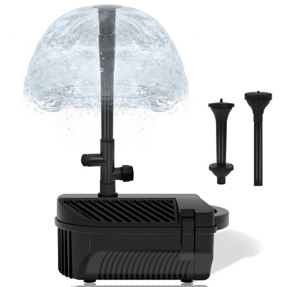 KioGro 1320GPH/100W Large Water Fountain Pump, Pond Pump Fountain Kits for Outdoor, Pond Equipment with 3 Nozzle Options, Adjustable Water Flow, IPX8 waterproof, Black