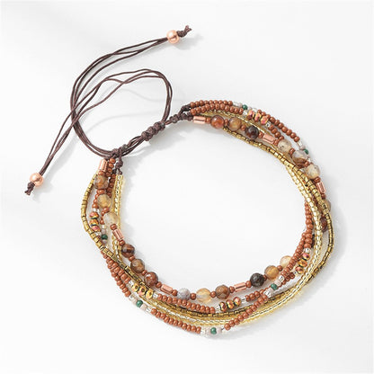JOYA GIFT Handmade Adjustable Wrap Bracelet Bohemian String Braided Beads Anklets Gifts for Women