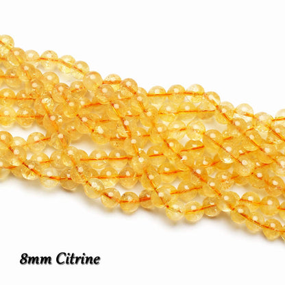 70PCS Natural 8MM Healing Gemstone, Citrine Energy Stone Round Loose Beads, Semi-Precious Crystal Beads with Free Elastic String for Jewelry Making DIY