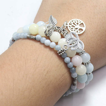 UEUC Tree of Life Yoga Healing Stone Bracelets,Multilayer Lotus Chakra Stone Reiki Bracelet Sets,Anxiety Crystal Natural Stone,for Women Stress Relief
