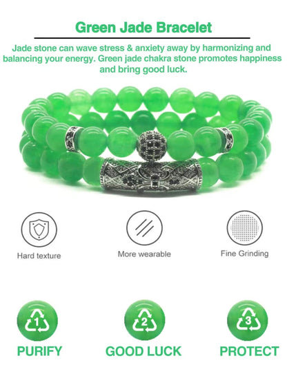 GDLKPYHS Green Aventurine Bracelet,Stretchable 8MM Handmade Beaded,Protection Bracelet,Bring Good Luck, Wealth, Prosperity and Happiness - Healing Crystal Green Jade Bracelet for Women