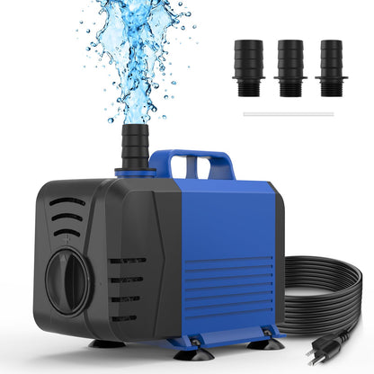 Devopet 800GPH Submersible Pump(3000L/H, 55W), Water Fountain Pump with Over Heating Protection, Ultra Quiet Water Pump for Aquariums, Ponds, Hydroponics, Fountains